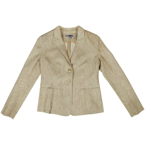 Vince Linen Blend Blazer Women’s Size 6 Beige Tailored Jacket - Picture 8 of 11